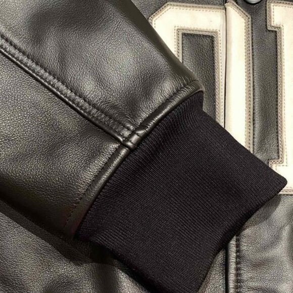 Balenciaga Men’s Basketball Series Bomber Leather Jacket – Black / White - Picture 5 of 8